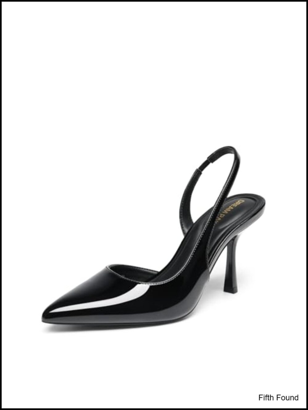 Slingback Pointed Toe Pump Heels Faux Leather 3.34in Stiletto Heel